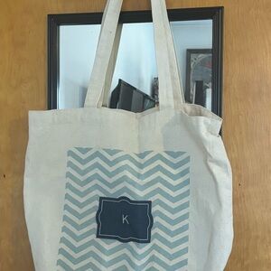 Chevron Canvas Tote Bag with Monogram